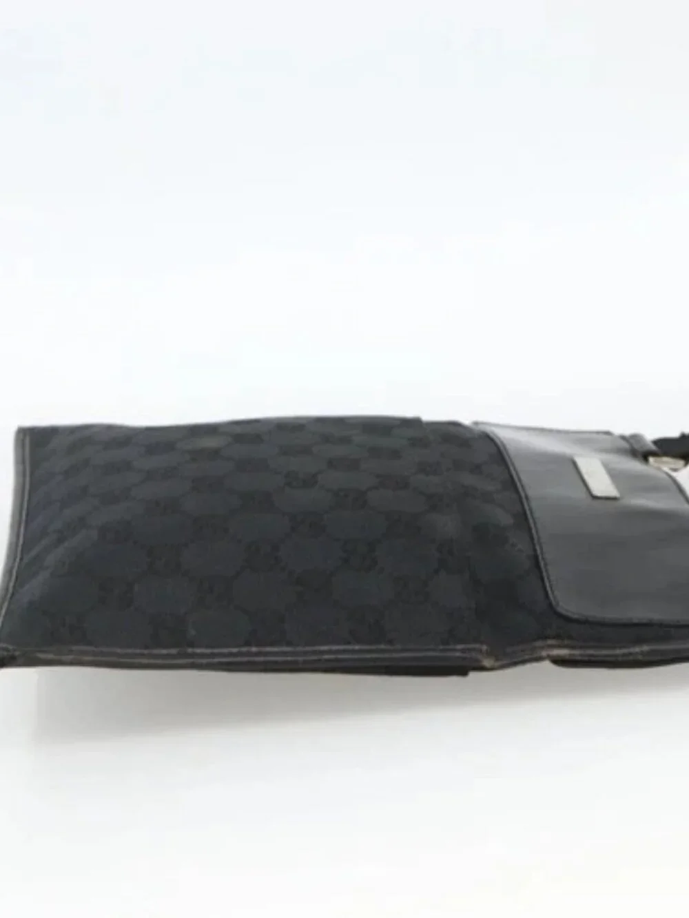 GUCCI GG Canvas Shoulder Bag Black Silver 019 0348 Auth ka3532